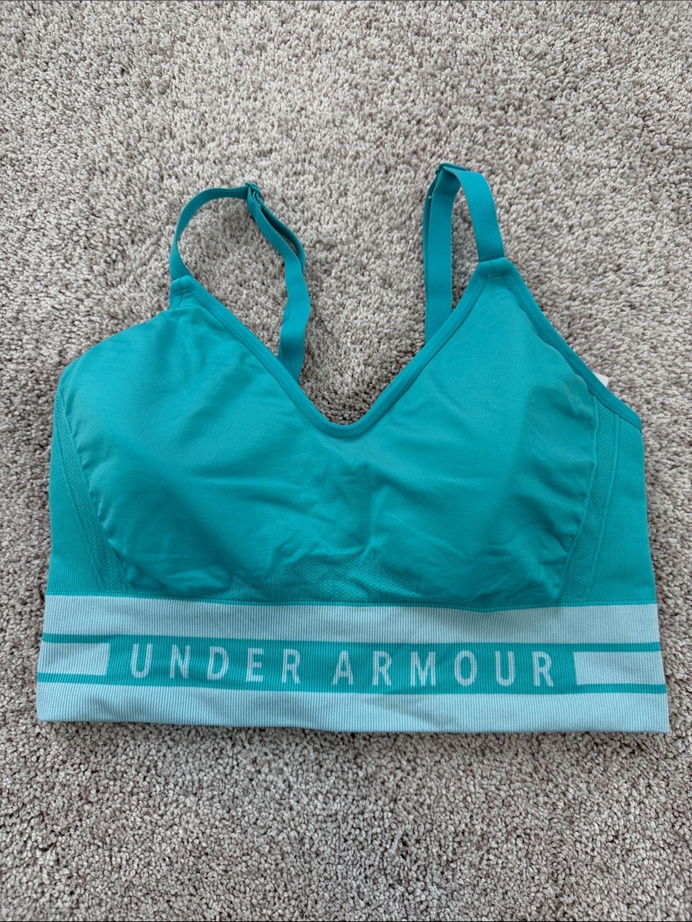 Under Armour Teal V-Neck Sports Bra with Branded Band